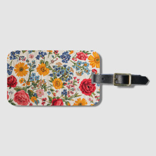 Etiqueta De Bagagem Flores em toda parte, design colorido,