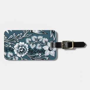 Etiqueta De Bagagem Flores Fantásticas (Teal Xisto) Arte Fino