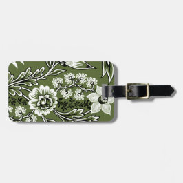 Etiqueta De Bagagem Flores Fantásticas (Verde Musgo) Arte Refinado