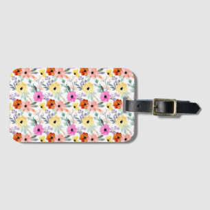 Etiqueta De Bagagem Flores Florais, Cor de Água, Rosa, Vermelha, Amar