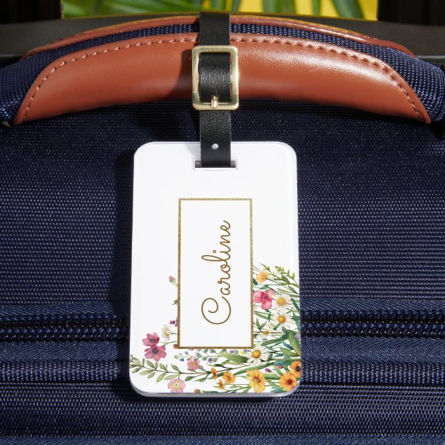 Etiqueta De Bagagem Flores Legais Personalizadas (Frente Insitu 2)