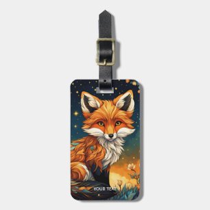 Etiqueta De Bagagem Flores Noturnas de Raposa Fantasy Cute Vivid