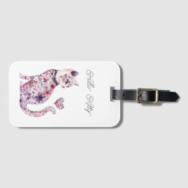 Etiqueta De Bagagem Flores Rosa Roxo Beijo Coração Amor Gato Aniversár