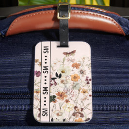 Etiqueta De Bagagem Flores Selvagens Presas Monograma de Cottagecore R