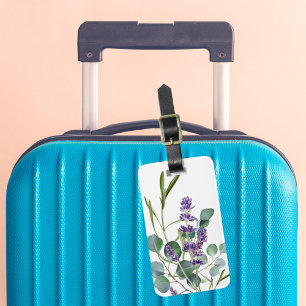 Etiqueta De Bagagem Flores violeta lavanda eucalipto