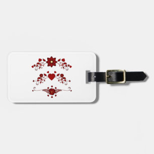 Etiqueta De Bagagem Florescimento Floral Vermelho Intenso e Elegante