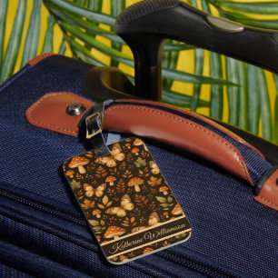 Etiqueta De Bagagem Floresta Boêmia de Cogumelos Nome Personalizado
