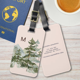 Etiqueta De Bagagem Floresta de Pinheiros e Montanha Monogramados