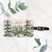 Floresta de Pinheiros e Montanha Rústica em Aquare