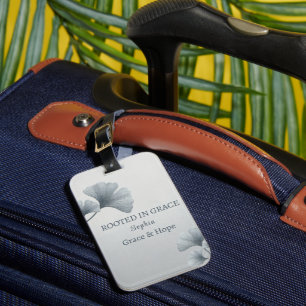 Etiqueta De Bagagem Folha de Ginkgo Azul Personalizada com Nome