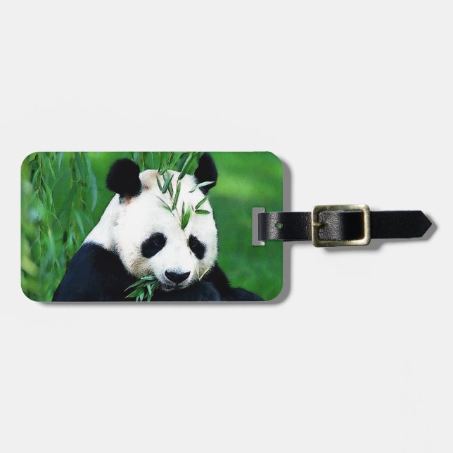 Etiqueta De Bagagem Folhas de Comida de Panda (Frente Horizontal)