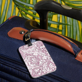 Etiqueta De Bagagem Folhas Ornamentais Rosa Barroco