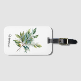 Etiqueta De Bagagem Foliage Verde Elegante Aquarela, personalizada