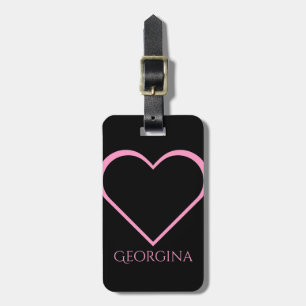 Etiqueta De Bagagem Forma cor-de-rosa do coração + Nome personalizad