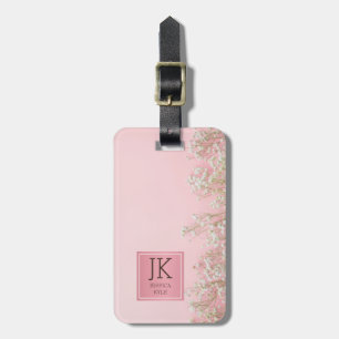 Etiqueta De Bagagem Forma Floral Simples Elegante Cor-de-Rosa Metálico