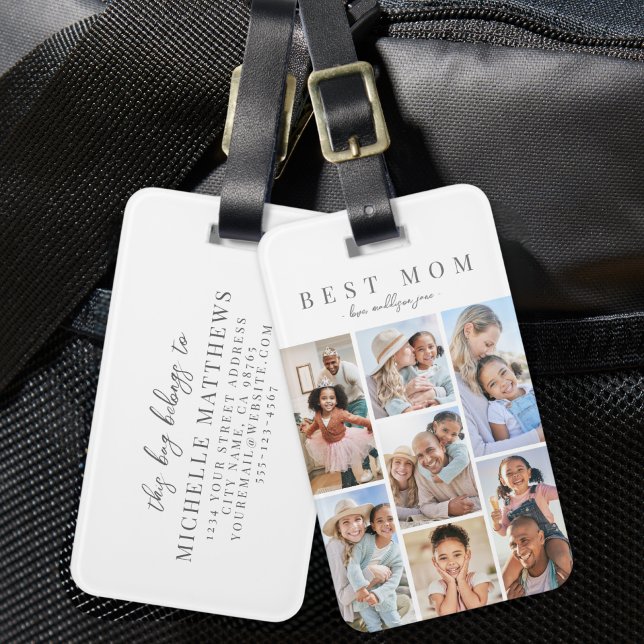 Etiqueta De Bagagem Foto da mãe personalizada (Custom Mom Photo Luggage Tag)