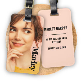 Etiqueta De Bagagem Foto de Cheio de Foto Minimalista para Simples Div