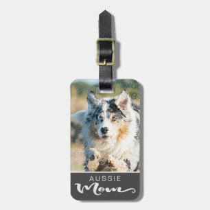 Etiqueta De Bagagem Foto do cão-mãe australiano Shepherd Aussie