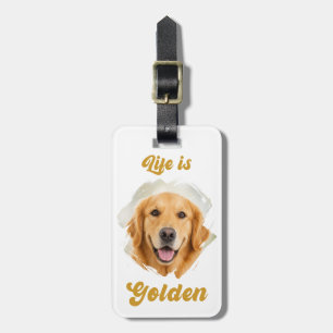Etiqueta De Bagagem Foto do Golden Retriever A Vida é Dourada