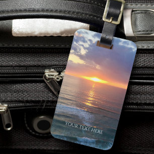 Etiqueta De Bagagem Foto e Texto Personalizados do Pôr do Sol