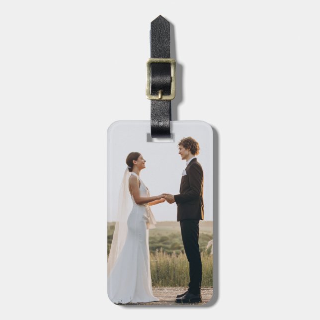 Etiqueta De Bagagem Foto personalizada de casamento (Frente Vertical)