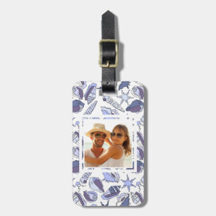 Etiqueta De Bagagem Foto Personalizada Lavendar Seashells