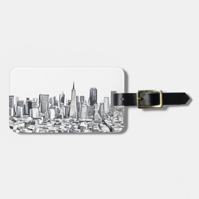 Etiqueta De Bagagem Fotografia de San Francisco SF Citiscape (Frente Horizontal)