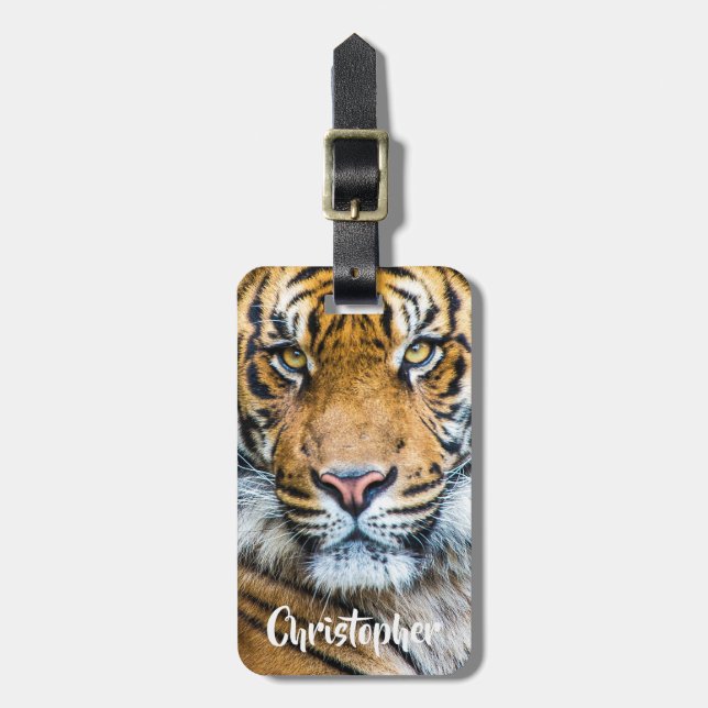 Etiqueta De Bagagem Fotografia Tiger Personalizada (Frente Vertical)