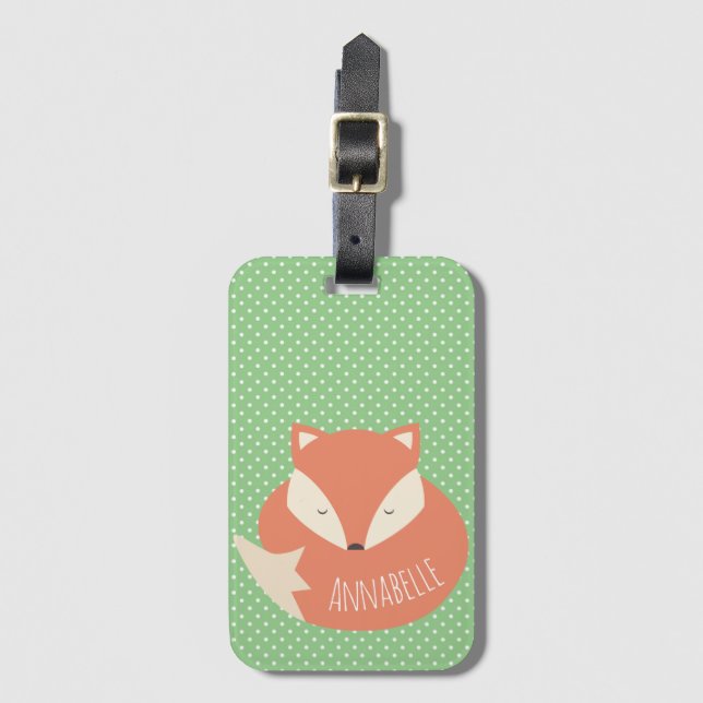 Etiqueta De Bagagem Fox bonito personalizado do sono (Frente Vertical)