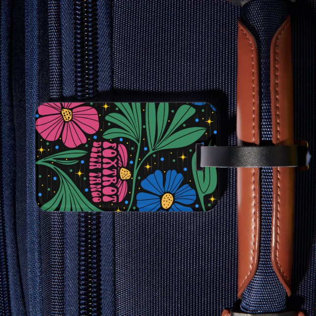 Etiqueta De Bagagem Foxtrot Delta Tango Flower Boho (Verso Insitu 2)