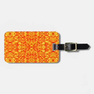 Etiqueta De Bagagem Fractal Abstrato em Vermelho e Laranja