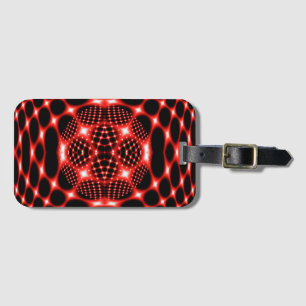 Etiqueta De Bagagem Fractal globo vermelho néon