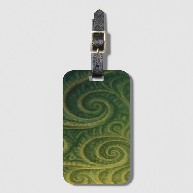Etiqueta De Bagagem Fractal Verde (Frente Vertical)