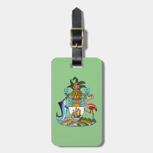 Etiqueta De Bagagem Freetown, Bahamas com Casaco de Armas (Eleuthera) (Frente Vertical)