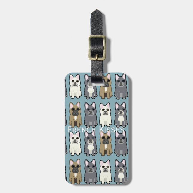 Etiqueta De Bagagem French Kisses, Frenchies (Frente Vertical)