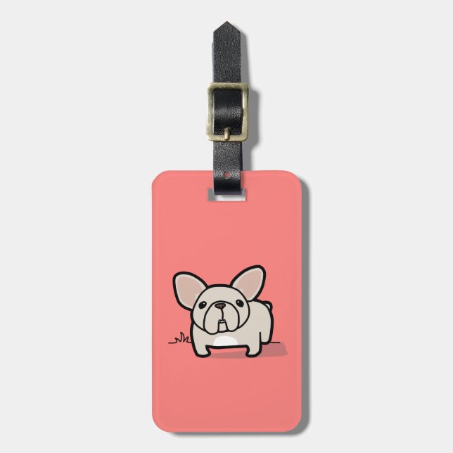 Etiqueta De Bagagem Frenchie de creme (Frente Vertical)