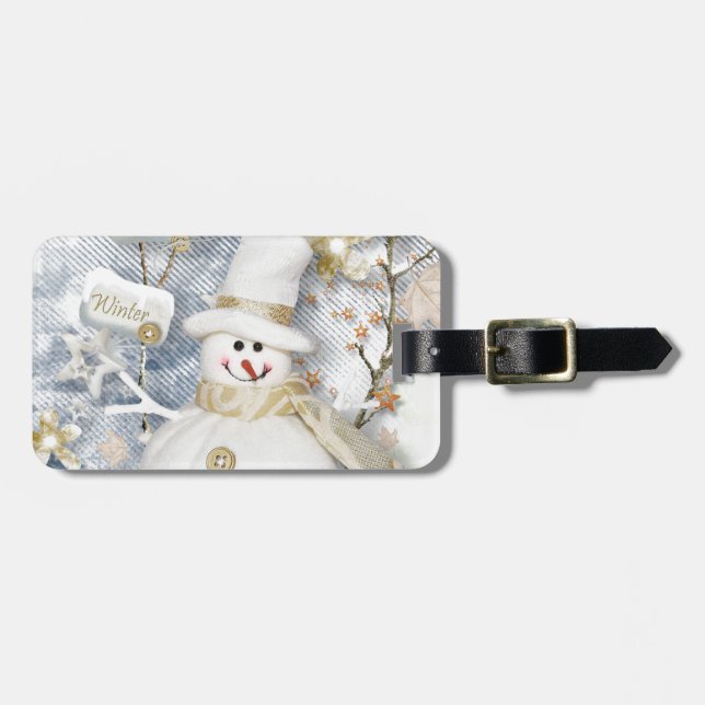 Etiqueta De Bagagem Frio Winter Snowman (Frente Horizontal)