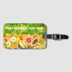 Etiqueta De Bagagem Fruta tropical de texto personalizado