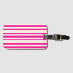 Etiqueta De Bagagem Fuchsia e beige cinco listras padrão