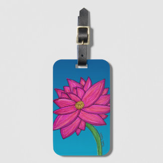 Etiqueta De Bagagem Fuchsia Pink Flower with blue background Tote