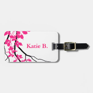 Etiqueta De Bagagem Fúcsia de roda do branco da flor de cerejeira das