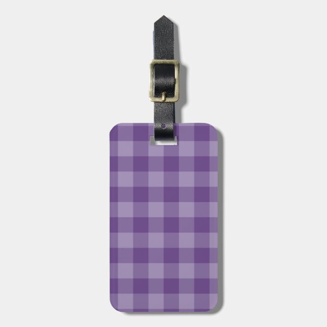 Etiqueta De Bagagem Fundo checkered violeta (Frente Vertical)