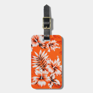 Etiqueta De Bagagem Fundo havaiano da flor do hibiscus