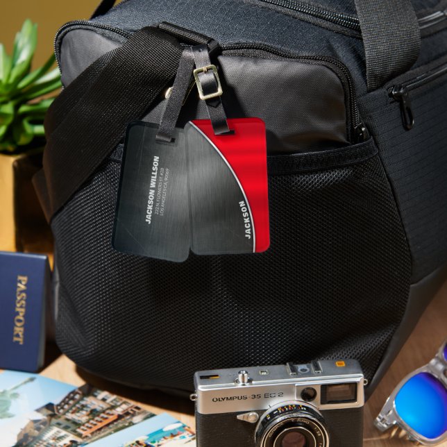 Etiqueta De Bagagem Fundo Metálico Grunge (Frente e verso)