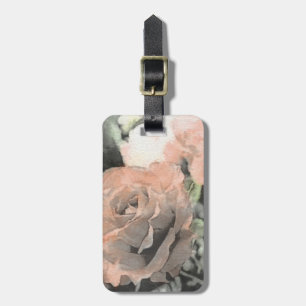 Etiqueta De Bagagem fundo vintage floral de arte com rosa claro