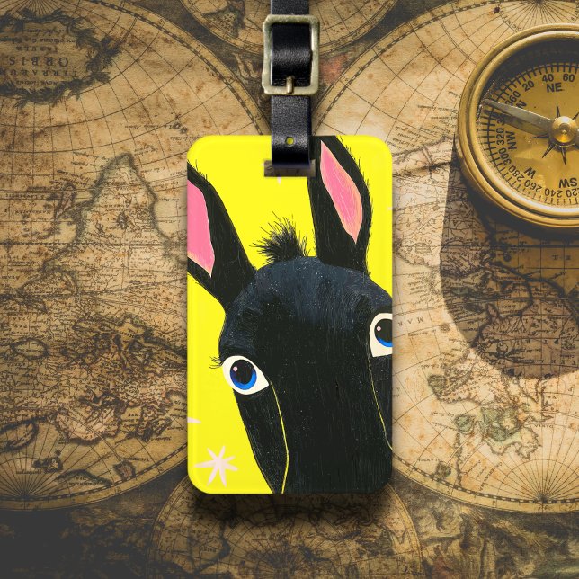 Etiqueta De Bagagem Funny Black Donkey (Criador carregado)
