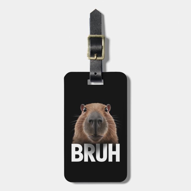 Etiqueta De Bagagem Funny Capybara Bruh (Frente Vertical)