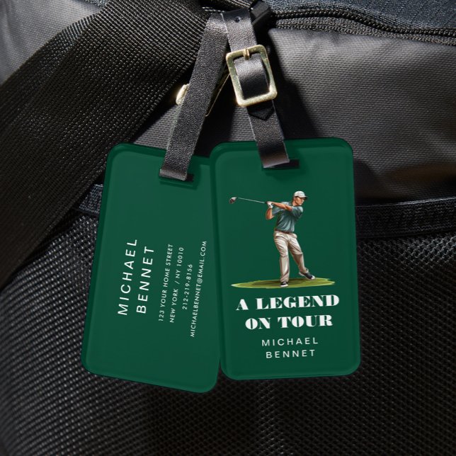 Etiqueta De Bagagem Funny Green Golfer Sport (Funny Green Golfer Sport Luggage Tag)
