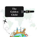 Etiqueta De Bagagem Funny Sayings Black Luggage Tag<br><div class="desc">Show your humorous side with this cute and unique luggage tag. The background is black and the text "The Golden Child" is in white. On the back is your name and phone number and those are easy to customize with your own information. (P.s. this tag would be a hit at...</div>
