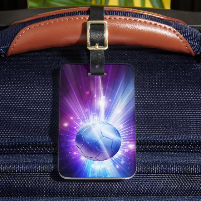 Etiqueta De Bagagem Futebol de bola de futebol brilhando (Frente Insitu 2)